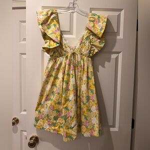 For Love & Lemons Tamra Mini Dress Yellow Floral Size Medium